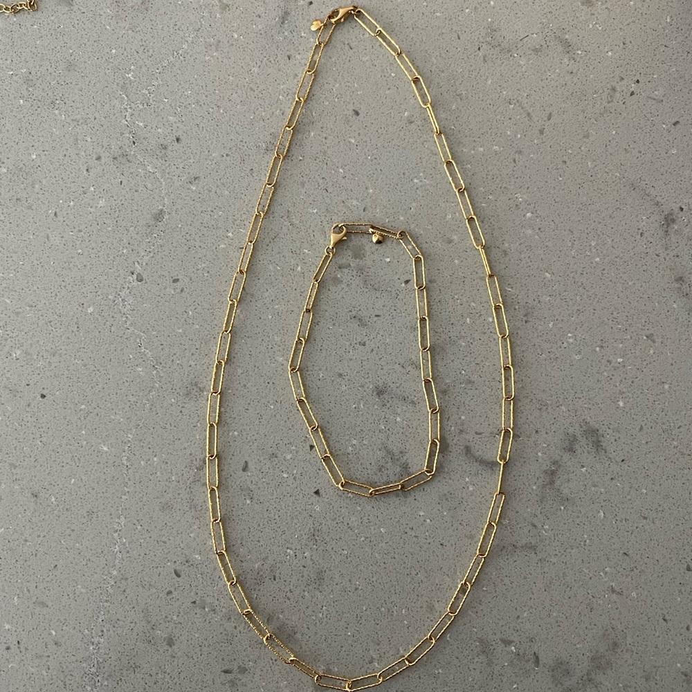 Monica Vinader Alta Textured Chain Necklace & Bracelet